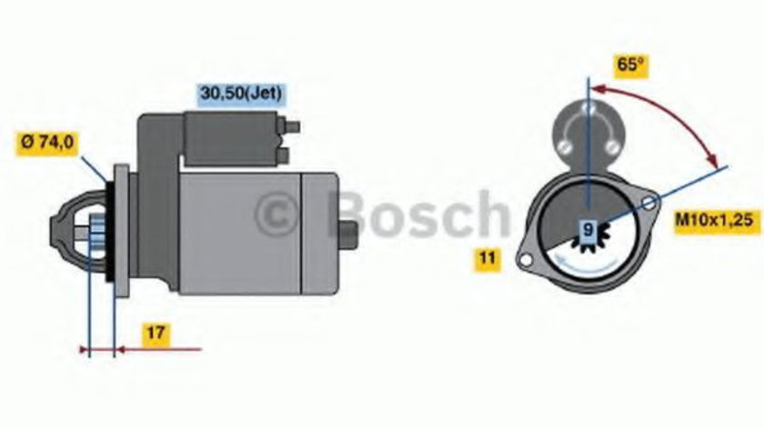 Starter TOYOTA AURIS (NRE15, ZZE15, ADE15, ZRE15, NDE15) (2006 - 2012) BOSCH 0 986 021 530 piesa NOUA