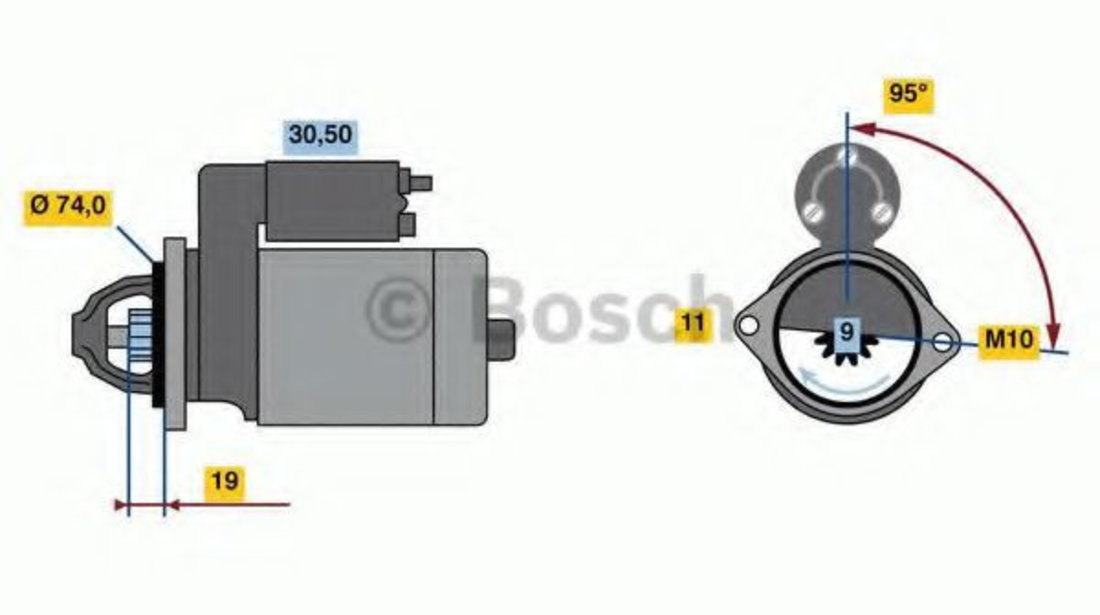 Starter TOYOTA AVENSIS Limuzina (T25) (2003 - 2008) BOSCH 0 986 023 260 piesa NOUA