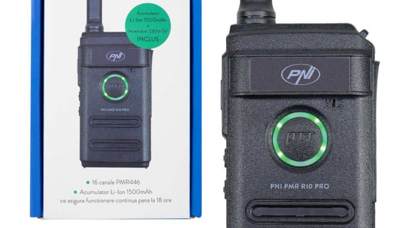 Statie radio portabila PNI PMR R10 PRO, 446MHz,0.5W, Monitor, Scaun, coduri CTCSS DCS PNI-PMR-R10