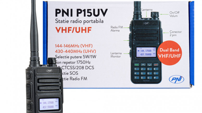 Statie radio portabila VHF/UHF PNI P15UV dual band, 144-146MHz/430-440Mhz, 999CH, cu acumulator 1500 mAh PNI-P15UV