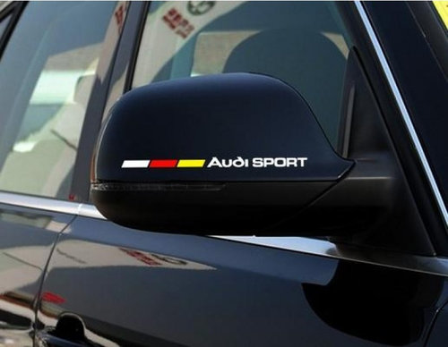 Sticker Oglinda Exterioara Audi Sport Germany Alb Set 2 Buc