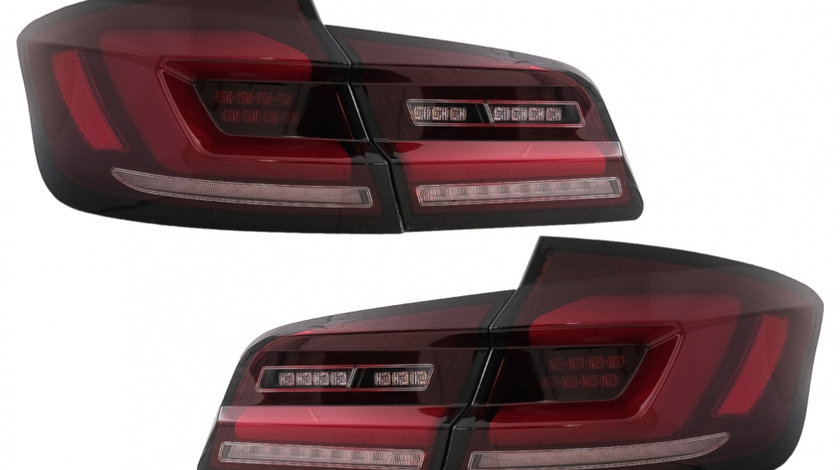 Stopuri LED compatibil cu BMW Seria 5 F10 (2011-2017) Rosu Fumuriu cu Semnal Dinamic Secvential TLBMF10RSFW