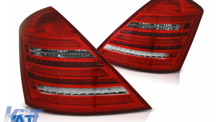Stopuri LED compatibil cu Mercedes S-Class W221 (2005-2009) Rosu Clar cu Semnalizare Secventiala Dinamica