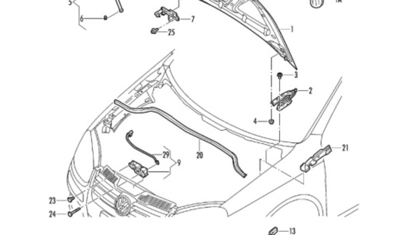 Sufa deschidere capota motor Volkswagen Golf 6 Hatchback 2010 gri OEM 5K1823531