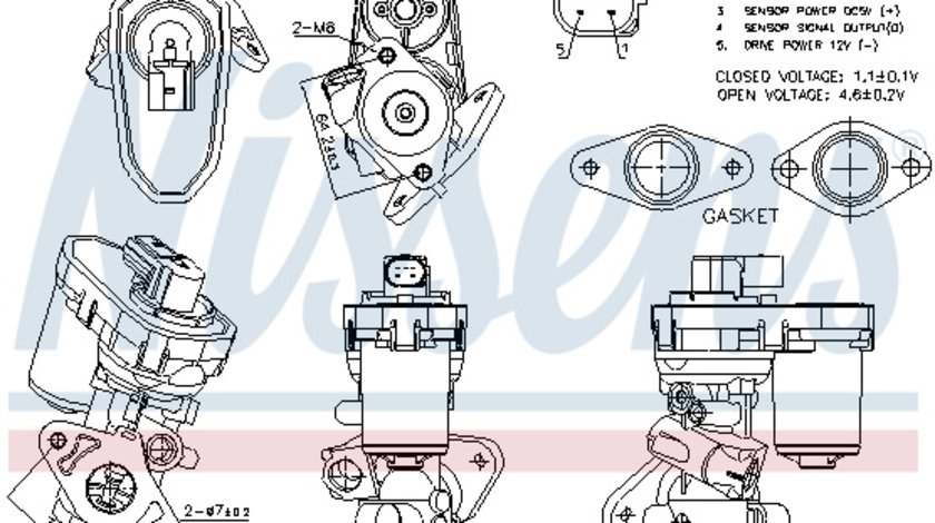 Supapa EGR (NIS98151 NISSENS) ALFA ROMEO,Citroen,FIAT,FORD,LAND ROVER,PEUGEOT