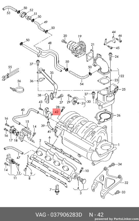 Supapa vacuum 037906283D Vw Passat B7 2.0 TDI 2012 CFFB OEM 037906283D