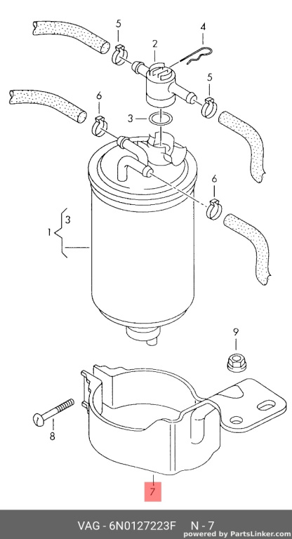 Suport filtru de motorina Volkswagen Lupo 6X 2000 verde OEM 6N0127223F