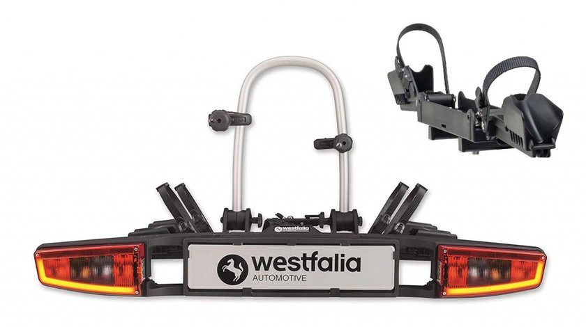 Suport pentru 3 biciclete cu prindere pe carligul de remorcare auto Westfalia BC80 Bikelander LED