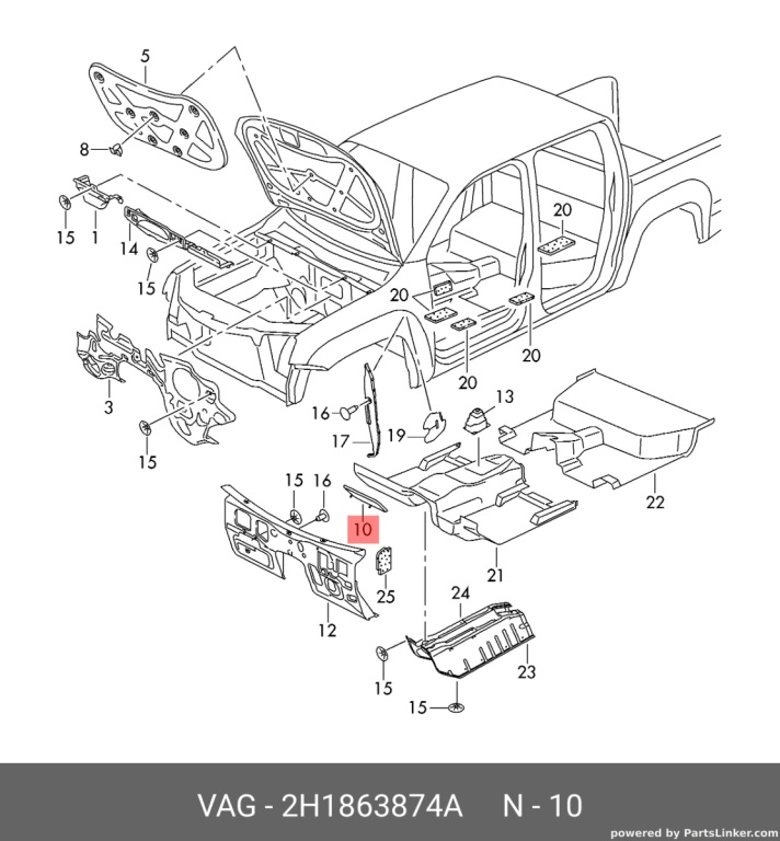 Suport sprijin picioare pasager Volkswagen Amarok 2H 2015 2016 OEM 2H1863874A