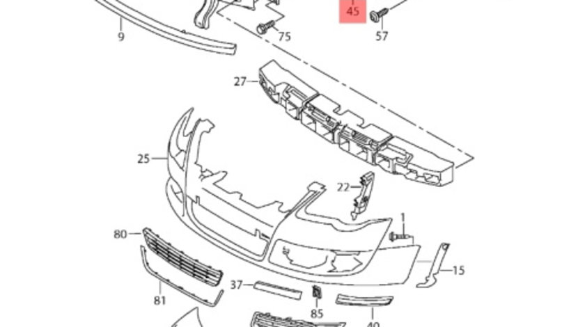 Suport stanga bara fata de sub far Volkswagen Passat B6 kombi 2006 OEM 3C0807889A