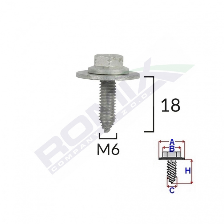 Surub Fixare Elemente Motor Pentru Toyota, Lexus 6x18mm Set 5 Buc Romix C60578-RMX