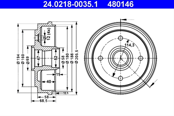 Tambur Frana Ate Chevrolet 24.0218-0035.1