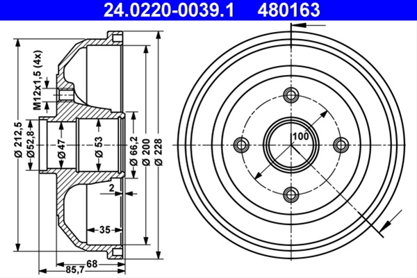 Tambur Frana Ate Opel 24.0220-0039.1