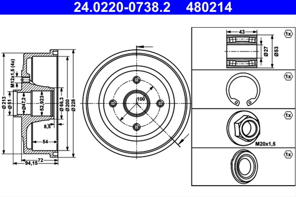 Tambur Frana Ate Opel 24.0220-0738.2