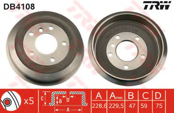 Tambur frana BMW Seria 3 Cupe (E36) (1992 - 1999) TRW DB4108 piesa NOUA