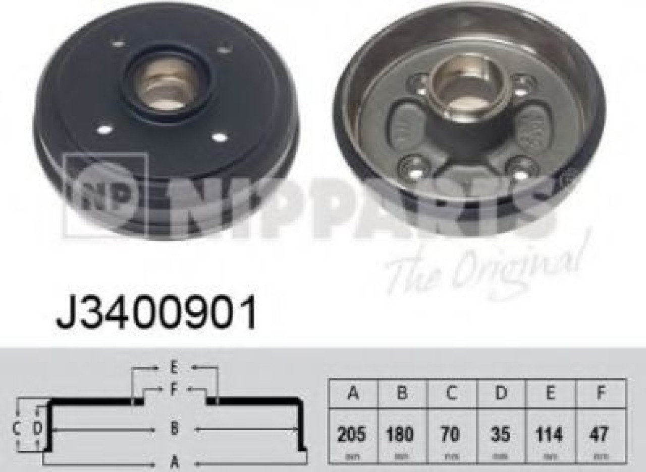 Tambur frana DAEWOO MATIZ (KLYA) (1998 - 2016) NIPPARTS J3400901 piesa NOUA