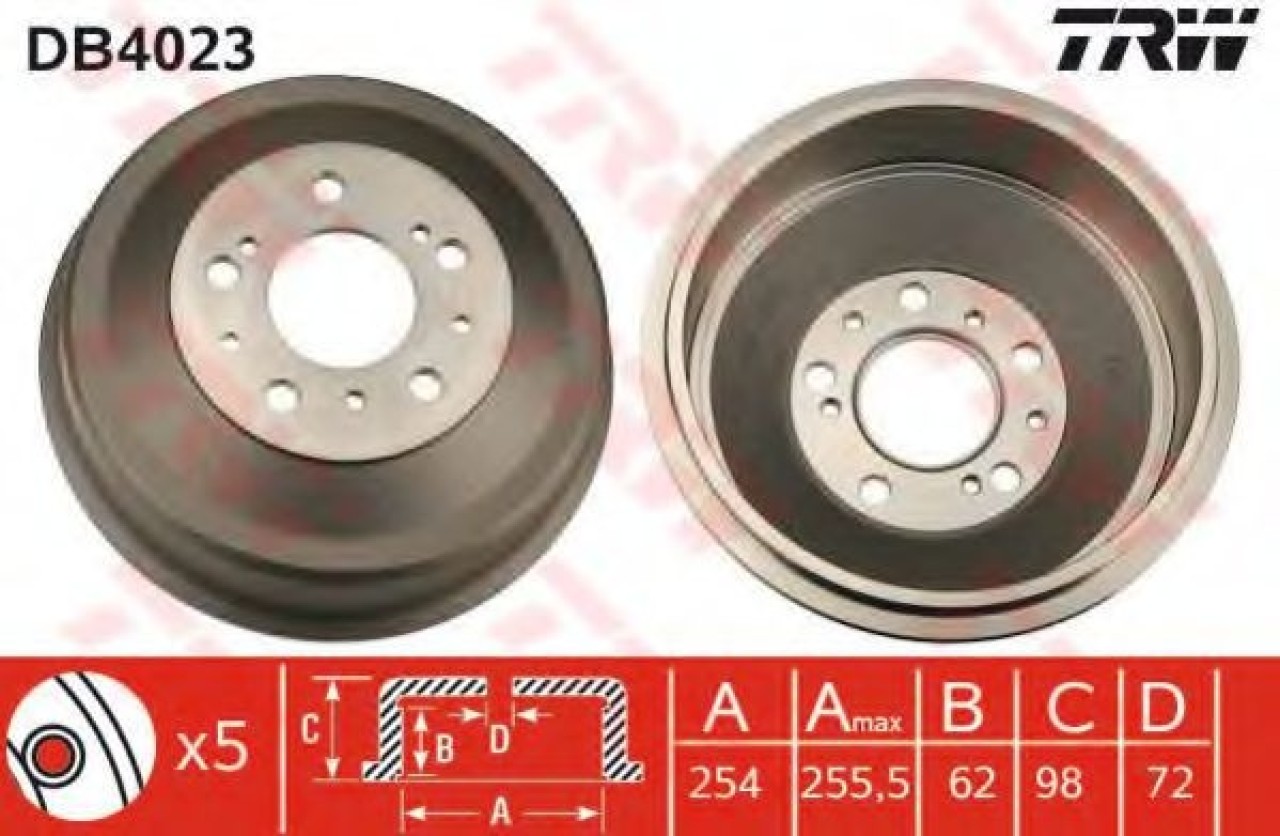 Tambur frana FIAT DUCATO Panorama (290) (1990 - 1994) TRW DB4023 piesa NOUA