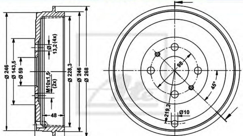 Tambur frana FIAT IDEA (350) (2003 - 2016) ATE 24.0222-8018.1 piesa NOUA