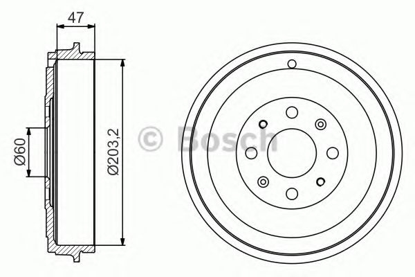 Tambur frana FIAT PUNTO (199) (2012 - 2016) BOSCH 0 986 477 207 piesa NOUA