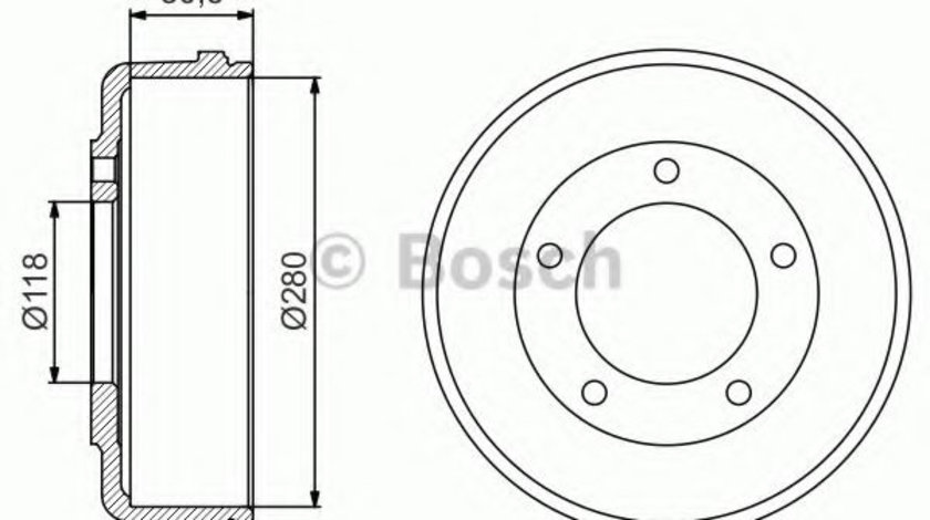 Tambur frana FORD TRANSIT bus (FD, FB, FS, FZ, FC) (2000 - 2006) BOSCH 0 986 477 203 piesa NOUA