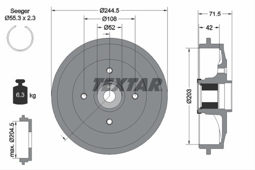 Tambur Frana (livrabil Numai Pereche) Textar Citroën 94041200