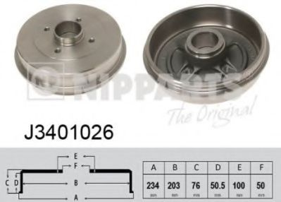 Tambur frana NISSAN MICRA II (K11) (1992 - 2003) NIPPARTS J3401026 piesa NOUA