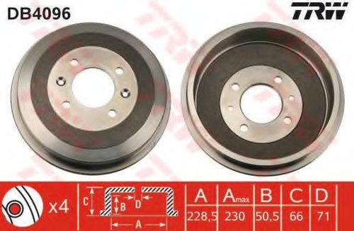 Tambur frana PEUGEOT 306 Hatchback (7A, 7C, N3, N5) (1993 - 2003) TRW DB4096 piesa NOUA