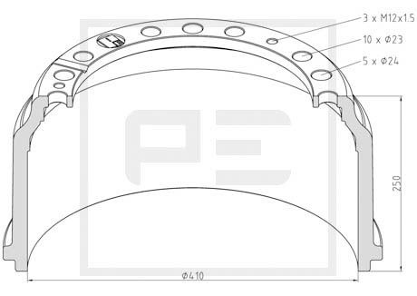 Tambur frana punte fata (01640000A PETERS ENNEPETAL) MAN,MERCEDES-BENZ