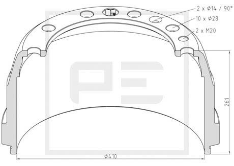 Tambur frana punte fata (14607000A PETERS ENNEPETAL) VOLVO