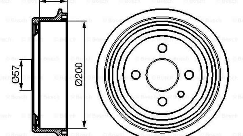 Tambur frana puntea spate (0986477018 BOSCH) BEDFORD,CHEVROLET,DAEWOO,HOLDEN,OPEL,VAUXHALL,ZAZ