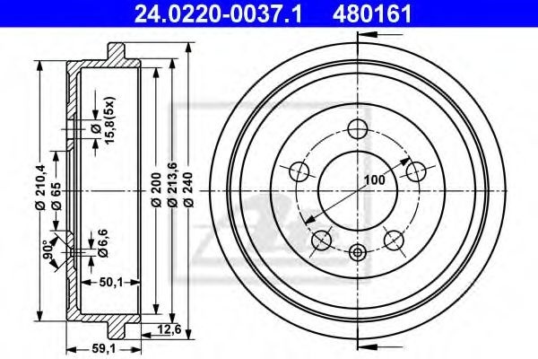 Tambur frana SEAT IBIZA IV (6L1) (2002 - 2009) ATE 24.0220-0037.1 piesa NOUA