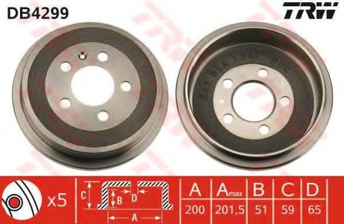 Tambur frana SEAT IBIZA V (6J5, 6P1) (2008 - 2016) TRW DB4299 piesa NOUA