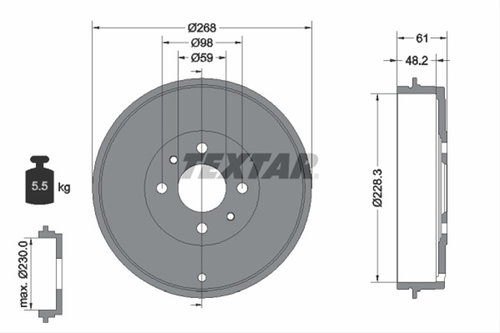 Tambur Frana Textar Fiat 94014000