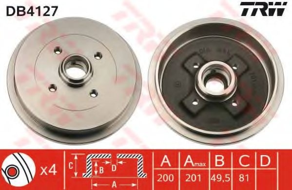 Tambur frana VW GOLF III Variant (1H5) (1993 - 1999) TRW DB4127 piesa NOUA