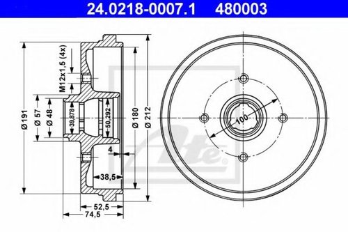 Tambur frana VW POLO (6N1) (1994 - 1999) ATE 24.0218-0007.1 piesa NOUA