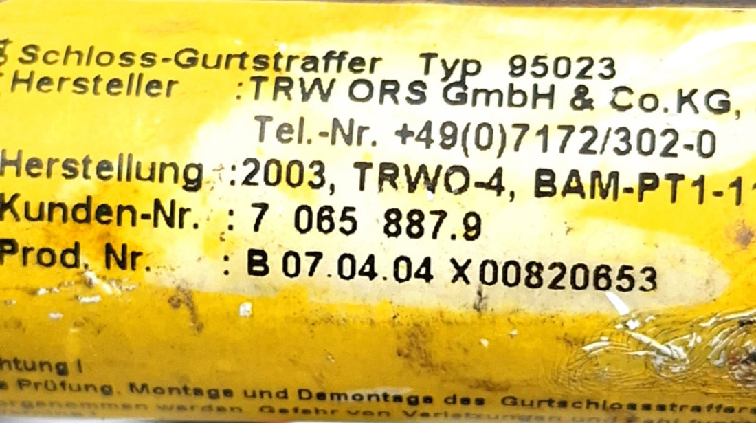 Teaca Centura BMW 5 (E60, E61) 2003 - 2010 Motorina 7065887, 70658879, 7 065 887.9, 33033109, 33033109 5, B070404, X00820653