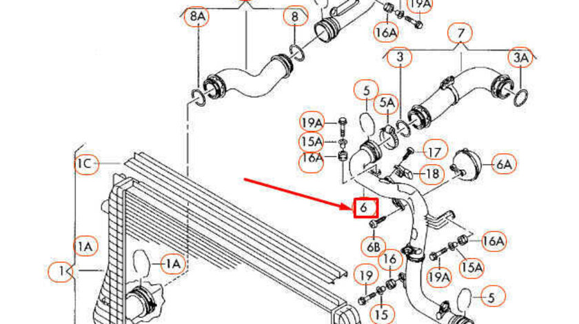 Teava Conducta Tub Tubulatura cu Senzor Presiune Aer Radiator Intercooler Volkswagen Passat B6 2.0 TFSI AXX BWA BPY 2005 - 2010 [C6471]