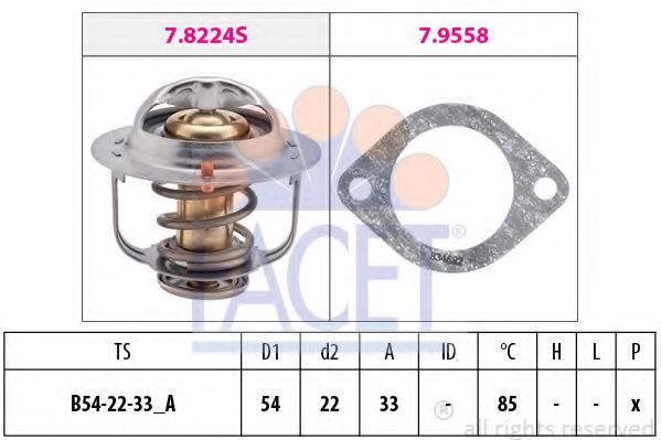 Termostat,lichid racire HONDA CIVIC VII Hatchback (EU, EP, EV) (1999 - 2006) FACET 7.8224 piesa NOUA