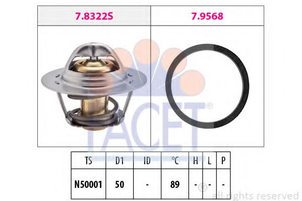 Termostat,lichid racire RENAULT LAGUNA I (B56, 556) (1993 - 2001) FACET 7.8322 piesa NOUA