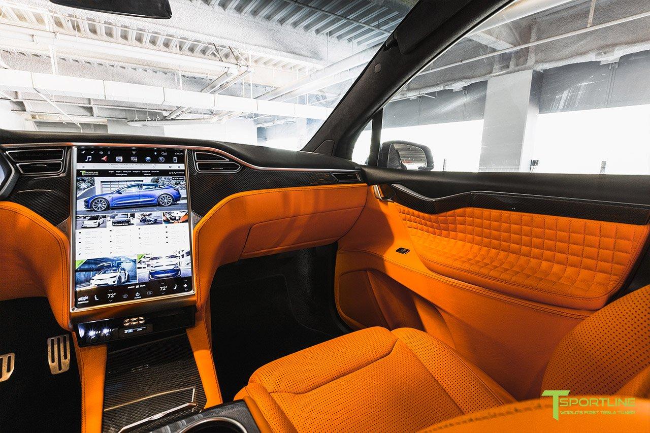 Poze Masini Tunate - Tesla Model X cu interior portocaliu - 530992
