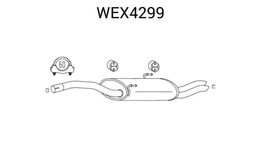 Toba esapament finala PEUGEOT EXPERT platou / sasiu (223) (1995 - 2016) QWP WEX4299 piesa NOUA