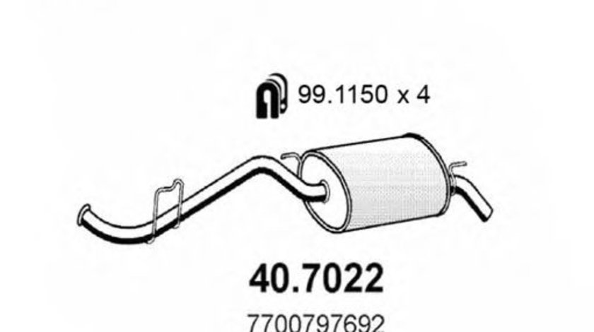 Toba esapament finala RENAULT CLIO I (B/C57, 5/357) (1990 - 1998) ASSO 40.7022 piesa NOUA