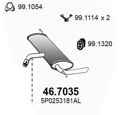 Toba esapament finala SEAT ALTEA (5P1) (2004 - 2016) ASSO 46.7035 piesa NOUA