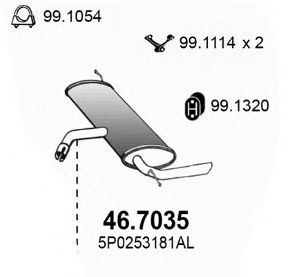 Toba esapament finala SEAT LEON (1P1) (2005 - 2012) ASSO 46.7035 piesa NOUA