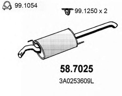 Toba esapament finala VW PASSAT (3A2, 35I) (1988 - 1997) ASSO 58.7025 piesa NOUA