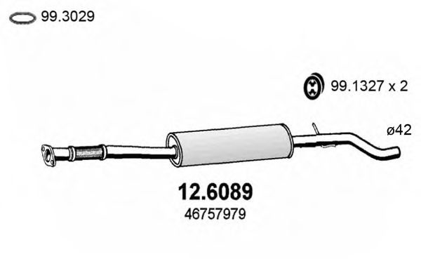 Toba esapament intermediara FIAT PUNTO (188) (1999 - 2016) ASSO 12.6089 piesa NOUA