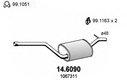 Toba esapament intermediara FORD FOCUS Combi (DNW) (1999 - 2007) ASSO 14.6090 piesa NOUA