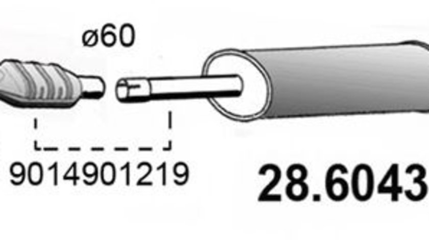 Toba esapament intermediara MERCEDES SPRINTER 2-t bus (901, 902) (1995 - 2006) ASSO 28.6043 piesa NOUA