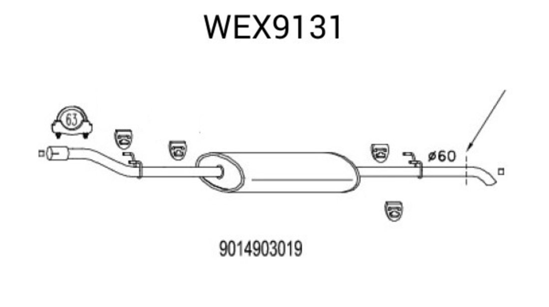 Toba esapament intermediara MERCEDES SPRINTER 3-t caroserie (903) (1995 - 2006) QWP WEX9131 piesa NOUA