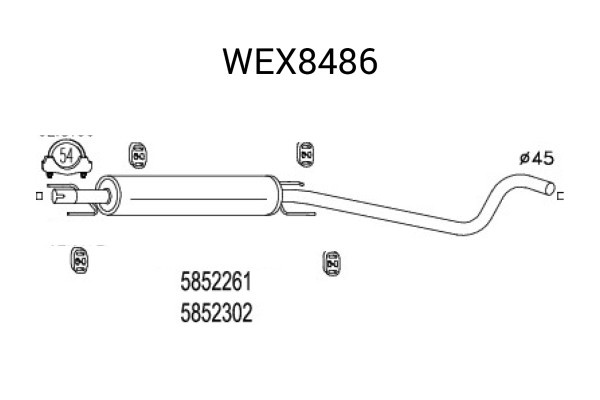 Toba esapament intermediara OPEL ASTRA G Combi (F35) (1998 - 2009) QWP WEX8486 piesa NOUA